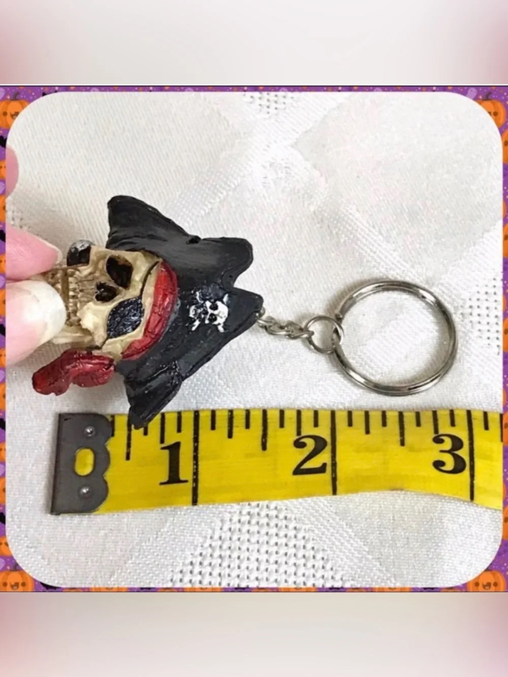 NEW 3” Resin Buccaneer PIRATE SKULL KEY CHAIN Ring Fob Skeleton Bag Charm